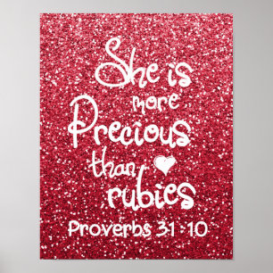 Poster Ela É Mais Precioso Do Que O Rubies Proverbs Glit
