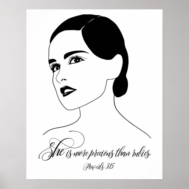 Poster Ela É Mais Precioso, Provérbios 3:15, Citação Bíbl (Frente)