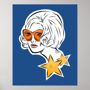 Poster Ela é um Estilo Retro Estrela