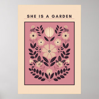 Poster Ela É um Jardim – Arte Botânica para Parede (Roxo)