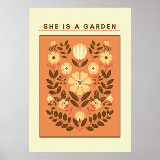 Poster Ela É um Jardim – Arte Botânica para Parede (Terra