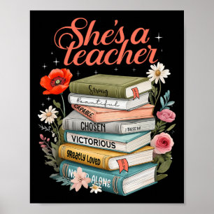 Poster Ela É Uma Professora Livros Florais Vida De Profes