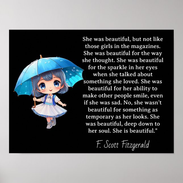 Poster Ela era linda === Citação de F.Scott Fitzgerald (Frente)