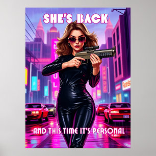 Poster Ela está de volta - Retro Femme Neon Pop Art Poste