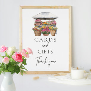 Poster Ela está fora do mercado Cartões de Script Floral