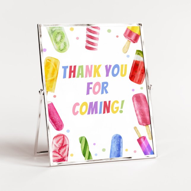 Poster Ela está pronta para Pop Obrigado por vir (Popsicle Baby Shower Thank you for Coming Sign)