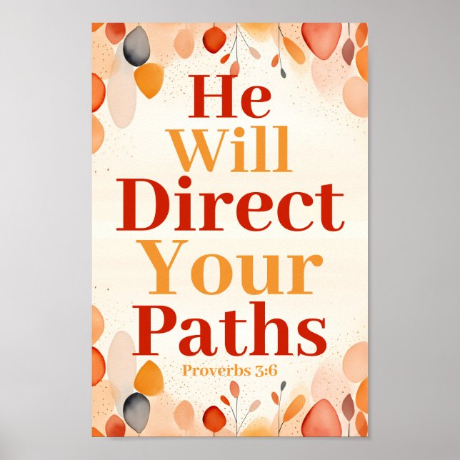 Poster Ele dirigirá seus caminhos Boho Christian Wall Art (Frente)