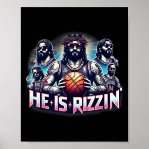 Poster Ele É o Cristão Rizzin Jesus Jogando Basquete Ea
