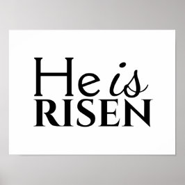 Poster Ele É Risen Christian Quote Dizendo Branco Negro