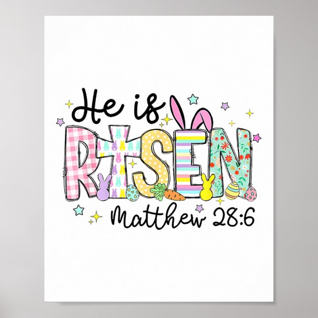 Poster Ele É Risen Jesus Felz pascoa Cristã Criança (Frente)