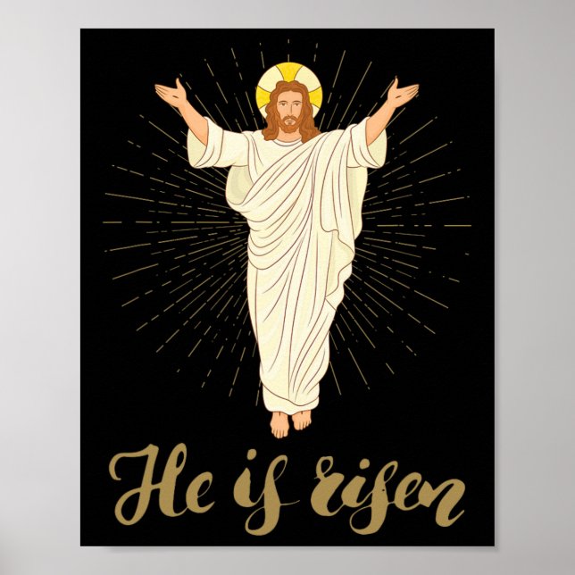 Poster Ele É Risen Rizzin Páscoa Jesus Fé Cristão (Frente)