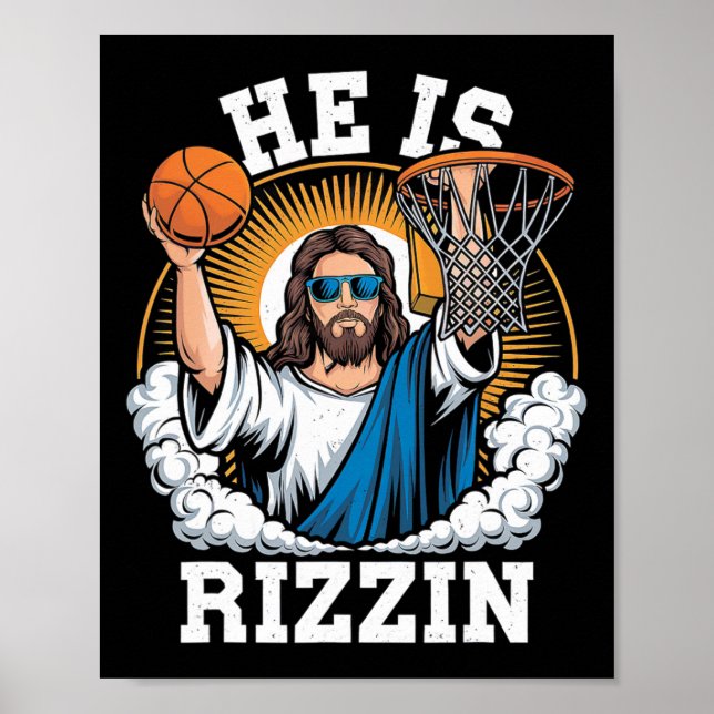 Poster Ele É Rizzen Engraçado Meme Esboço Domingo de Pásc (Frente)