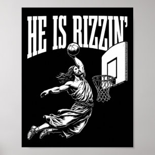 Poster Ele É Rizzin Divertido Jesus Memória de Basquete