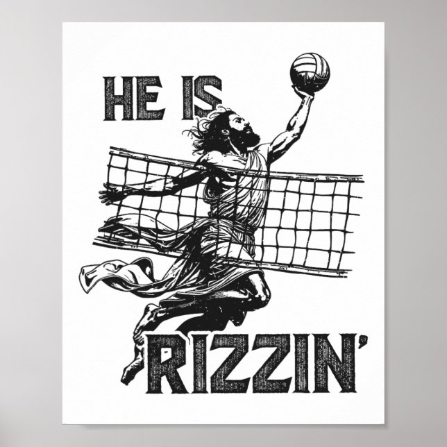 Poster Ele É Rizzin Engraçado Jesus Jogando Volei (Frente)