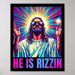 Poster Ele É Rizzin Engraçado Jesus Meme Garoto Cristão