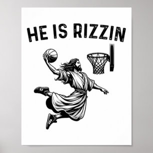 Poster Ele É Rizzin Jesus Bysketbyll Cristão Religioso