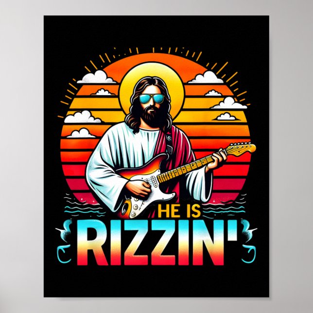Poster Ele é Rizzin Páscoa Christian Jesus Engraçado Jesu (Frente)