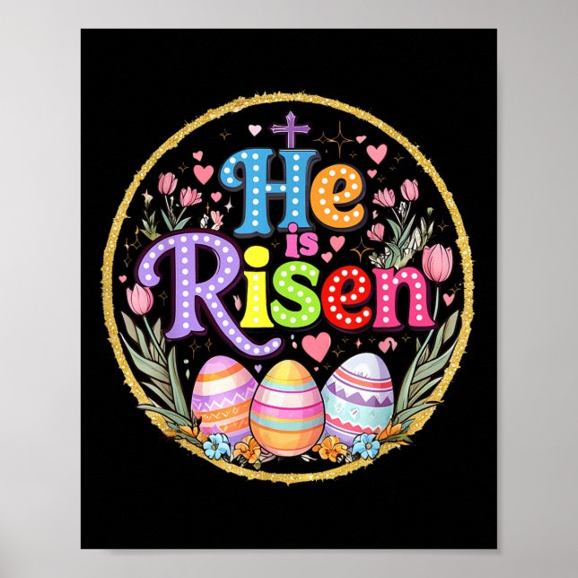 Poster Ele Está Risen Jesus Bíblia Cristã Verso Páscoa Wo (Frente)