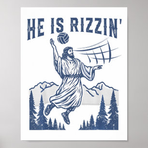 Poster Ele Está Rizzin Volleybyll Jesus Feliz Páscoa Dive