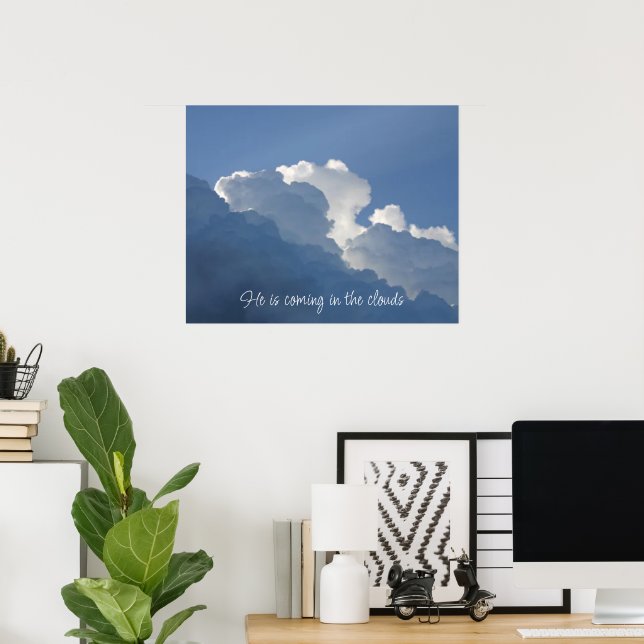 Poster Ele Está Vindo nas Nuvens Cota Cristã (Escritório em casa)