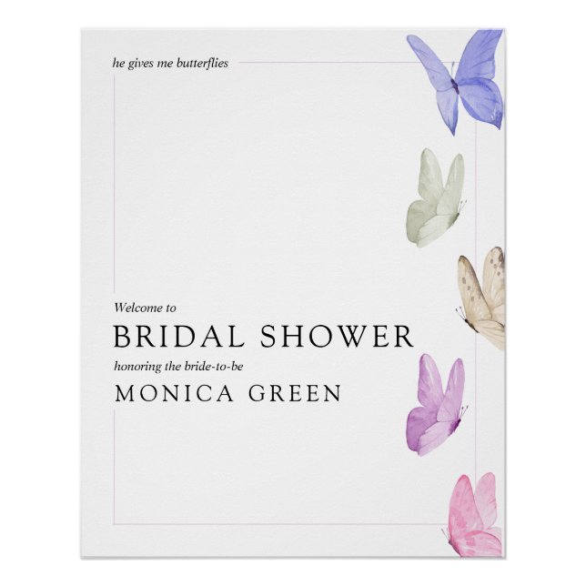 Pôster Ele me dá sinal de boas-vindas borboletas (Frente)