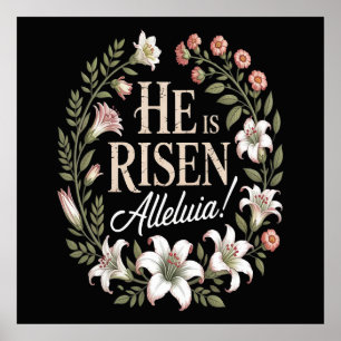 Poster Ele Ressuscitou Aleluia Floral Páscoa Cristã