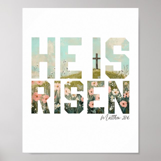 Poster Ele Ressuscitou Boho Páscoa Cristão Jesus (Frente)