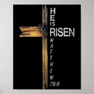 Poster Ele Ressuscitou Cruz Cristã Jesus Versículo Bíblic