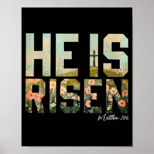 Poster Ele Ressuscitou Cruz Cristã Jesus Versículo Bíblic