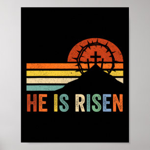 Poster Ele Ressuscitou Cruz Jesus Religioso Dia de Páscoa