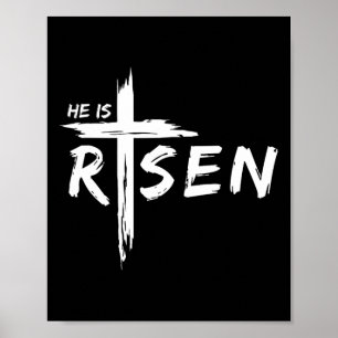 Poster Ele Ressuscitou Cruz Jesus Religioso Dia de Páscoa