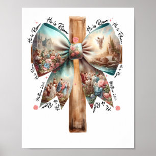 Poster Ele Ressuscitou Jesus Coquette Laço Páscoa Cruz Mu