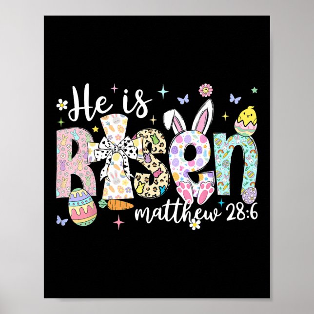 Poster Ele Ressuscitou Jesus Cristão Feliz Páscoa Mulhere (Frente)