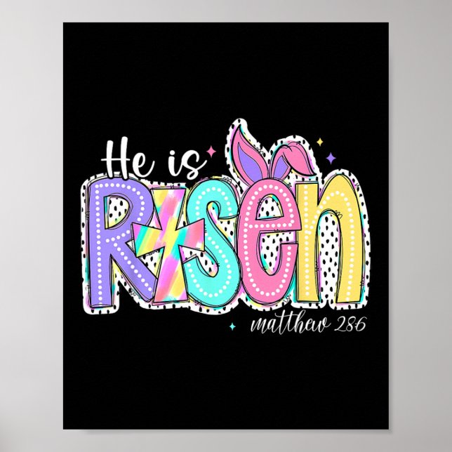 Poster Ele Ressuscitou Jesus Cristão Feliz Páscoa Mulhere (Frente)