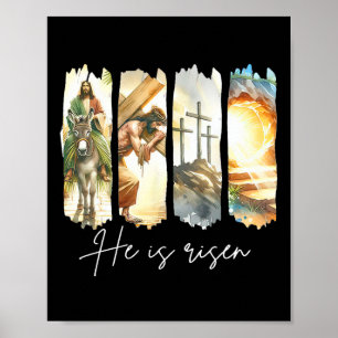 Poster Ele Ressuscitou Jesus Cristão Feliz Páscoa Mulhere