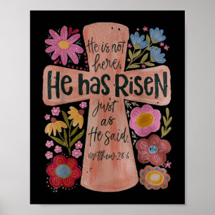 Poster Ele Risen Christian Páscoa Boho Floral