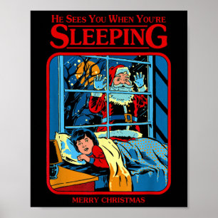 Poster Ele vê você quando você está dormindo Feliz Natal