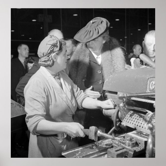 Pôster Eleanor Roosevelt na Segunda Guerra Mundial, 1942 (Frente)