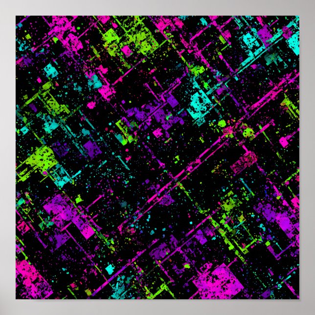 Poster Electric Cyberpunk Texture: Seamless Neon Signal (Frente)