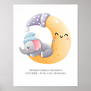 Poster Elefante Adormecido na Lua Estatísticas de Nascime
