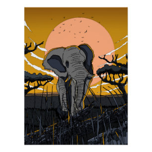 Pôster Elefante Africano