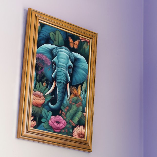 Poster Elefante Africano com Flores (Criador carregado)