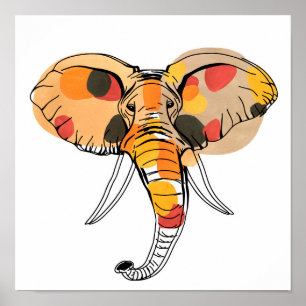 Poster Elefante Africano Multicolor