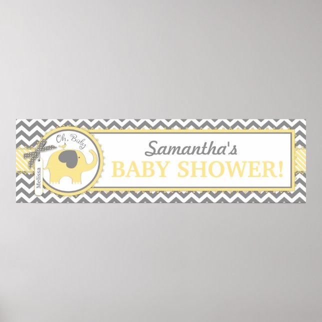 Pôster Elefante Amarelo - Banner do Chá de fraldas do Che (Frente)