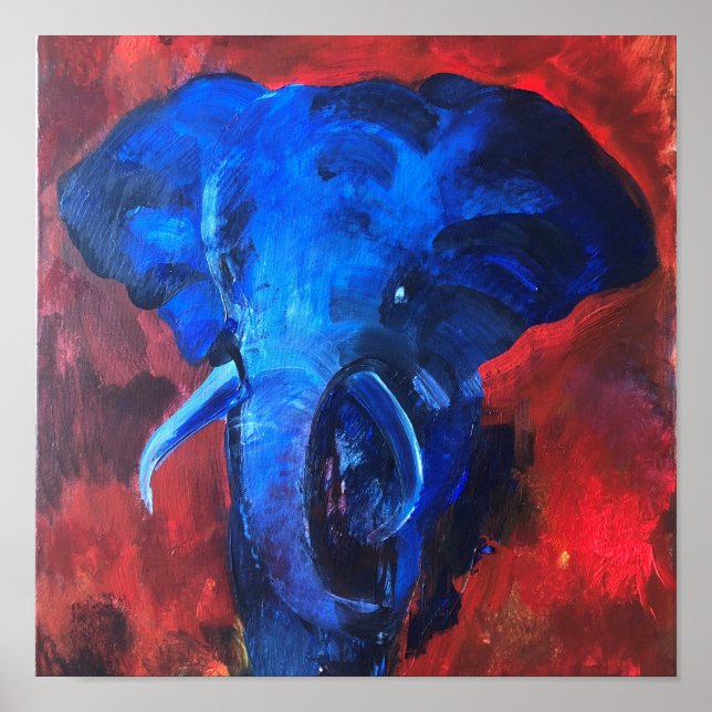 Poster elefante azul, a imagem de Ganesha, trazendo a for (Frente)