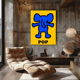 Poster Elefante Azul Pop Art – Silhueta de Animal Ousada