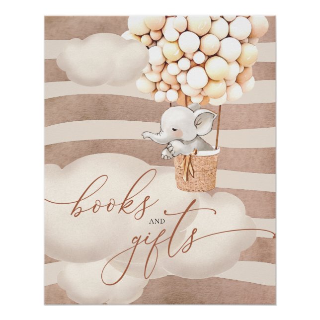 Pôster Elefante Balão Bebês Livros e Presentes Poster (Frente)