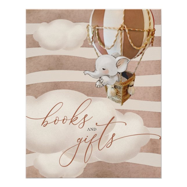 Pôster Elefante Balão Bebês Livros e Presentes Poster (Frente)