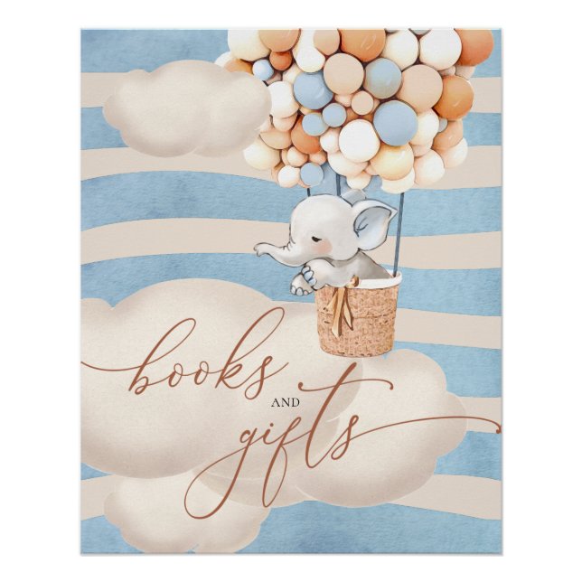 Pôster Elefante Balão Bebês Livros e Presentes Poster (Frente)