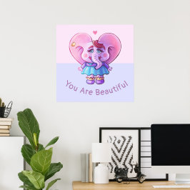 Poster Elefante Bonito Dizendo Que Você É Bonito